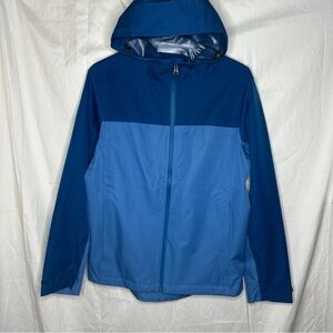 Swiss Tech Mens Jacket Blue Hood Waterproof Windbreaker Soft Shell Hiking Rain S